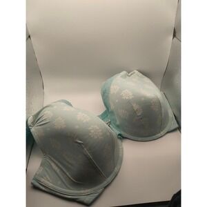 Cacique Light Blue Floral Print‎ Full Coverage Underwire Bra 44F